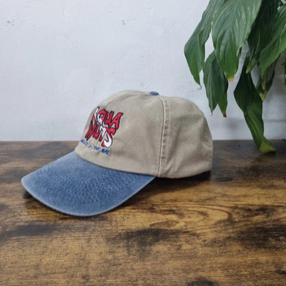 Vintage American Baseball Hat Snapback cap one size adjustable khaki blue Aqua Nuts
