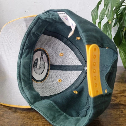 Vintage American Baseball Hat Snapback cap one size adjustable green yellow packers logo 7
