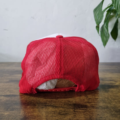 Vintage American Trucker Hat Snapback cap one size white red The tanner construc
