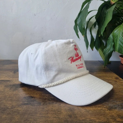 Vintage American Trucker Hat Snapback cap one size adjustable Flamingo Hilton Laughlin white
