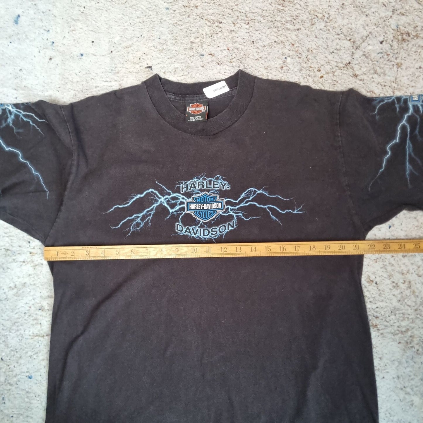 Harley Davidson Biker Blue Lightning Long sleeve shirt Mens 04 - Black - Size L