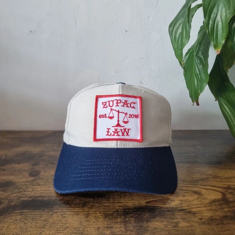 Vintage American baseball Hat Snapback cap one size adjustable cream navy Zupac law
