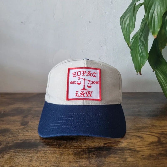 Vintage American baseball Hat Snapback cap one size adjustable cream navy Zupac law