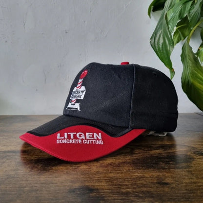 Vintage American Baseball Hat Snapback cap one size adjustable black red concrete barber