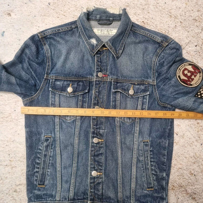 GUESS ORIGINALS 90s Denim Jacket (MCM Embroidered Patch) Small Blue