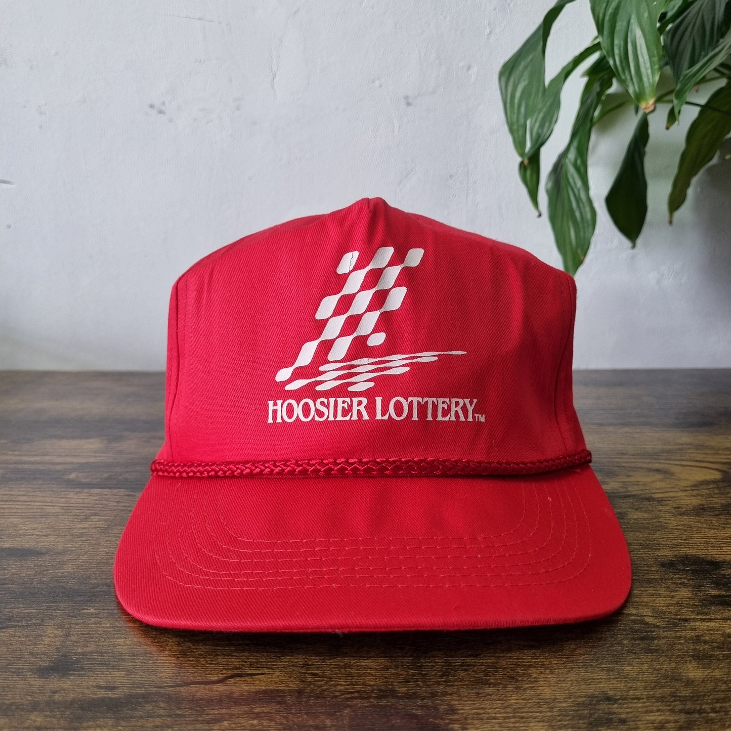 Vintage American Trucker Hat Snapback cap one size red Hoosier Lottery