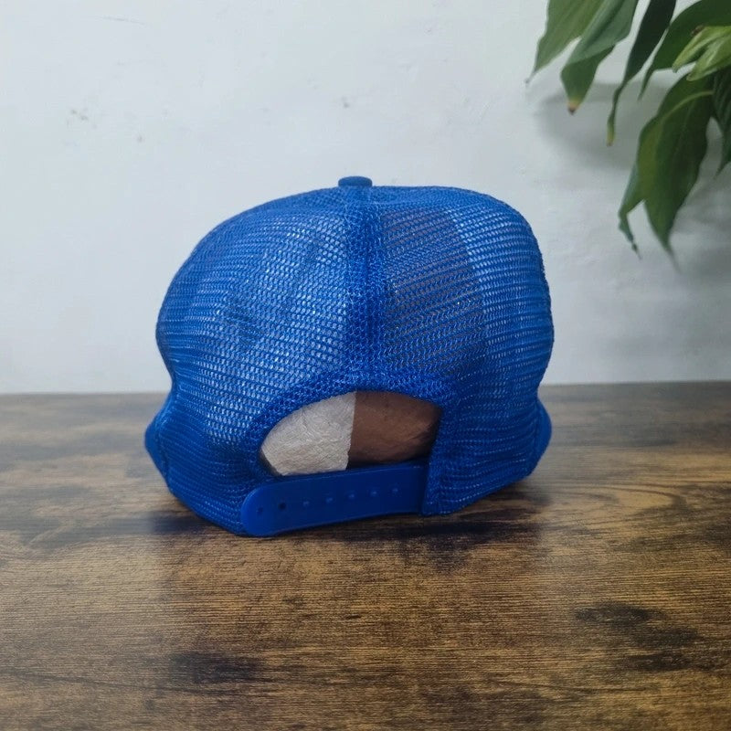 Vintage American Trucker Hat Snapback cap one size adjustable blue white Miller lite beer