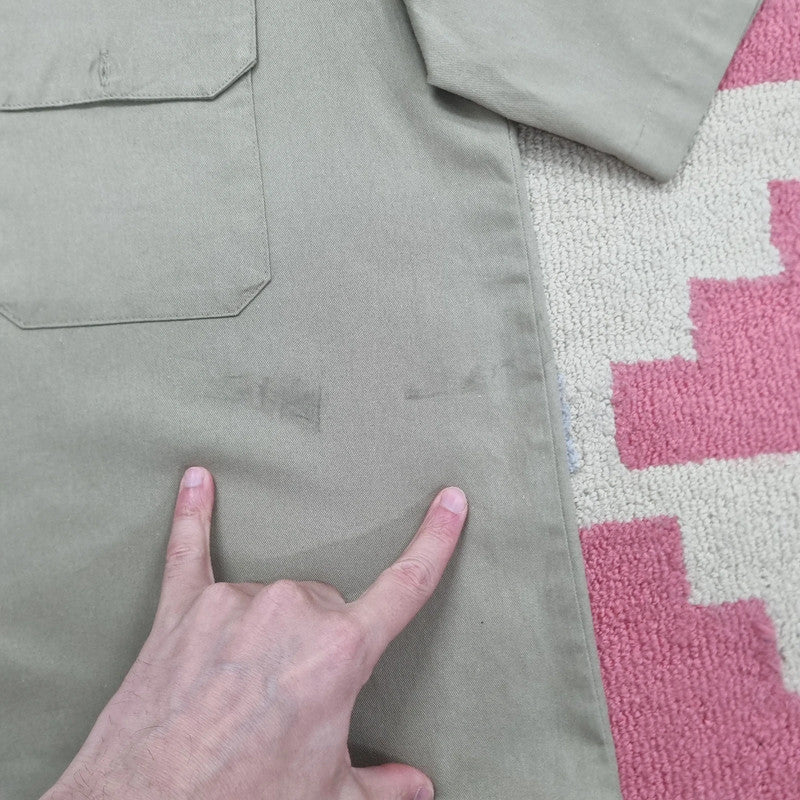 Vintage Dickies Boxy Fit Cropped Shirt Short Sleeve large plain Beige Button Up Skater Y2K Surf