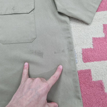 Vintage Dickies Boxy Fit Cropped Shirt Short Sleeve large plain Beige Button Up Skater Y2K Surf