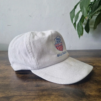 Vintage American Trucker Hat Snapback cap one size adjustable white mail boat
