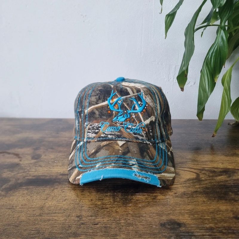Realtree womens baseball Hat Snapback cap one size adjustable khaki blue y2k
