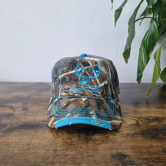 Realtree womens baseball Hat Snapback cap one size adjustable khaki blue y2k