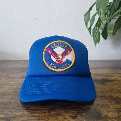 Vintage American Trucker Hat Snapback cap one size adjustable blue Conestoga College