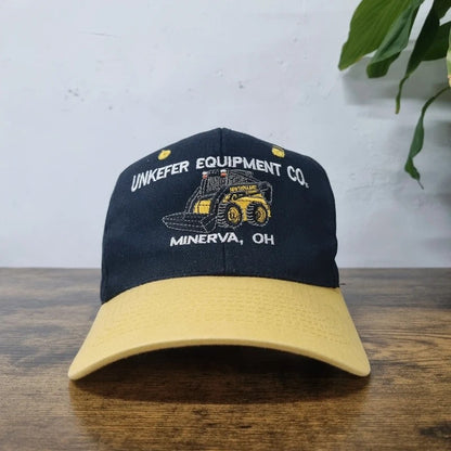 Vintage American Baseball Hat Snapback cap one size adjustable black yellow loader construction