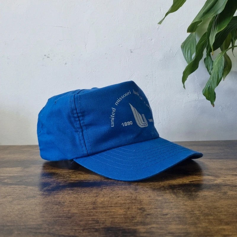 Vintage American Trucker Hat Snapback cap one size adjustable blue missouri bank