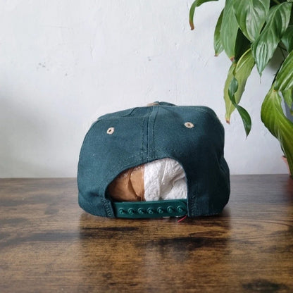 Vintage American Baseball Hat Snapback cap one size adjustable green beige pipeline company