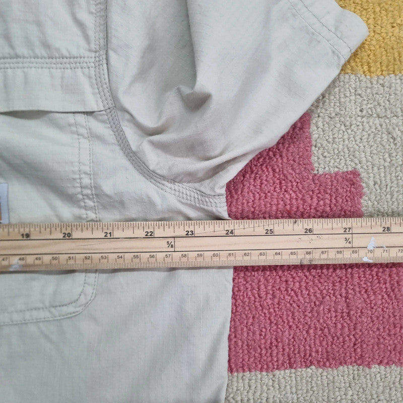 Carhartt Boxy Fit Cropped Shirt Short Sleeve large plain cream Button Up Skater Y2K Surf