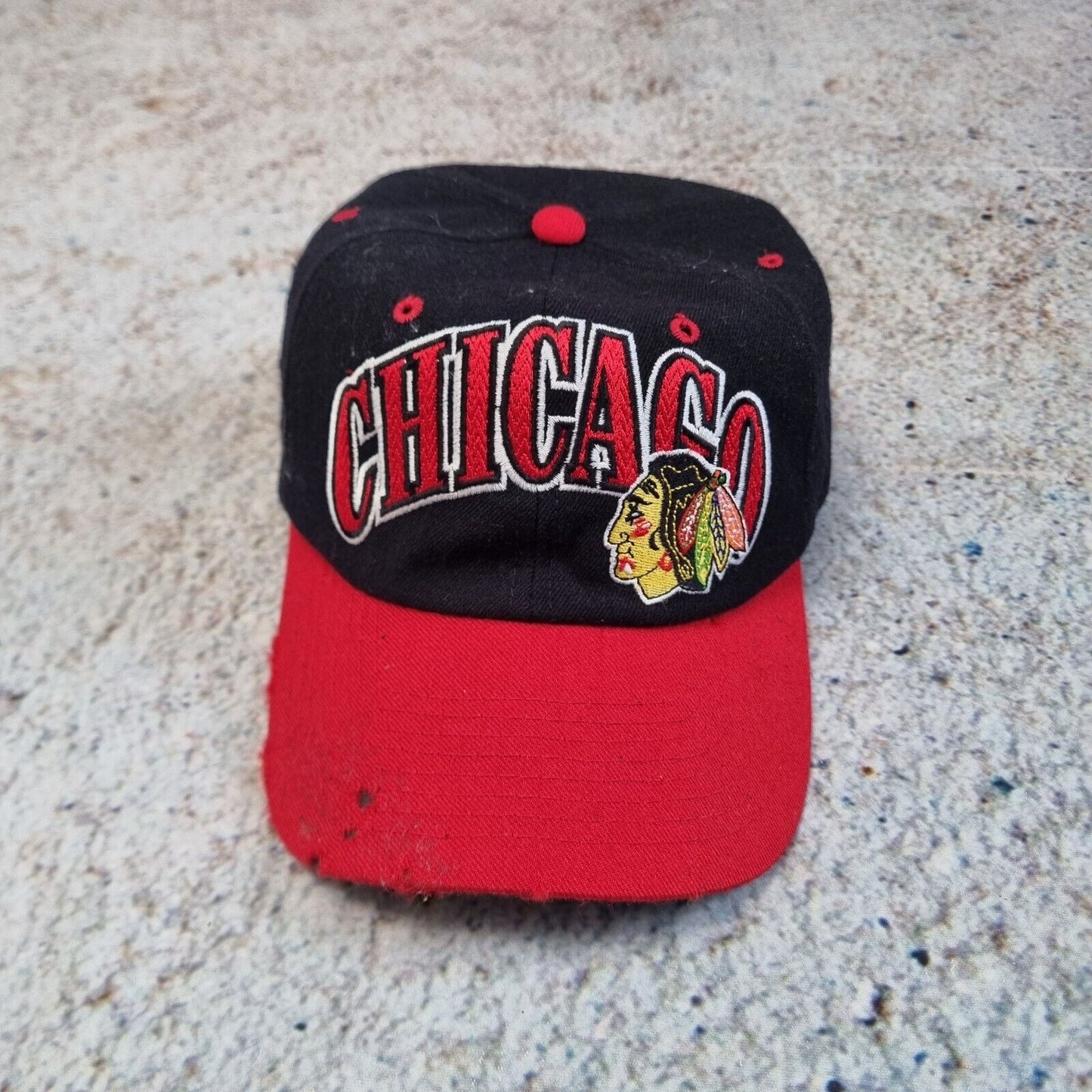 VTG CHICAGO BLACKHAWKS Starter THE RIGHT HAT Wool Snapback Hat Embroidered NHL