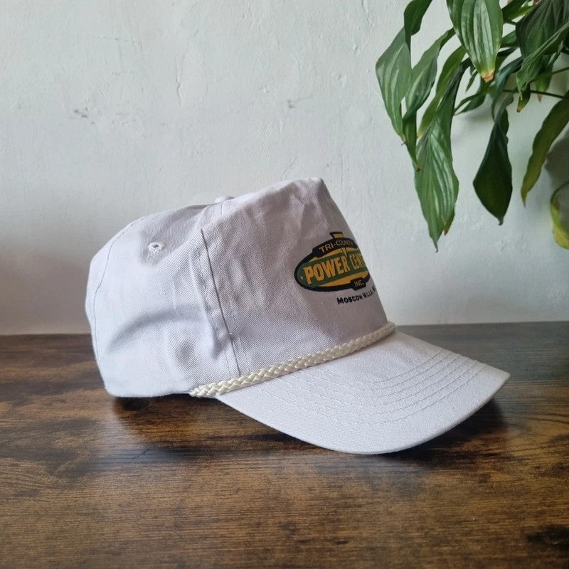 Vintage American Trucker Hat Snapback cap one size adjustable white power centre