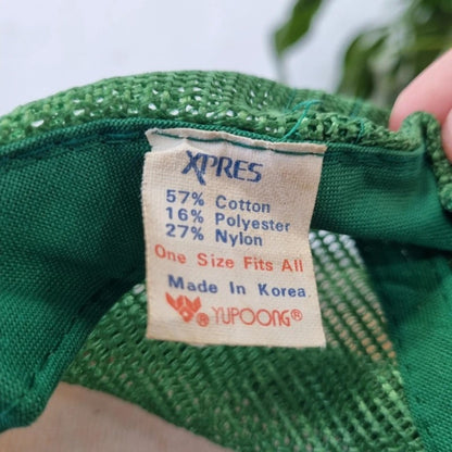Vintage American Trucker Hat Snapback cap one size adjustable green white jerry gleason