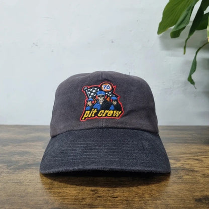 Vintage American Baseball Hat Snapback cap one size adjustable faded black pit crew