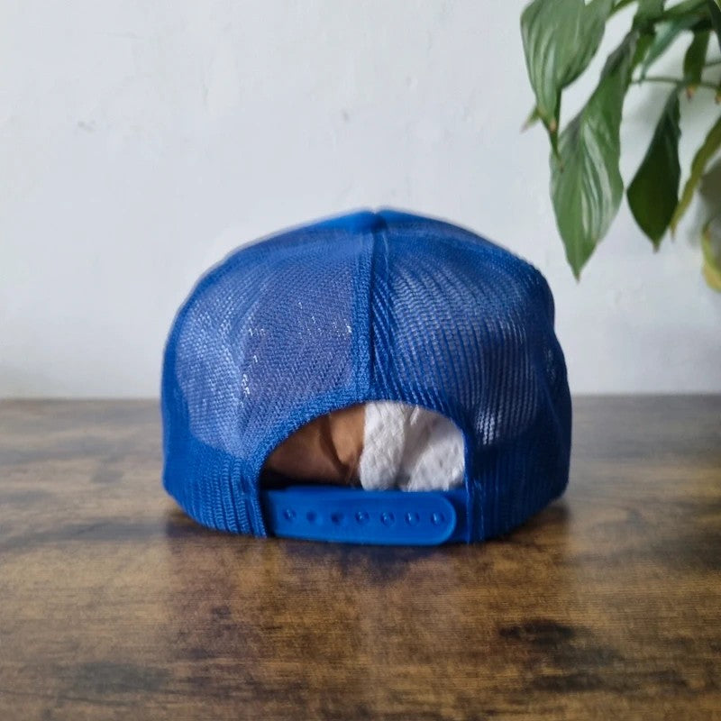 Vintage American Trucker Hat Snapback cap one size adjustable royal blue iman auction