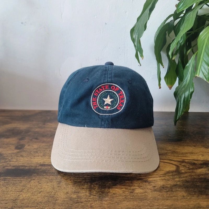 Vintage American baseball Hat Snapback cap one size adjustable green beige Texas