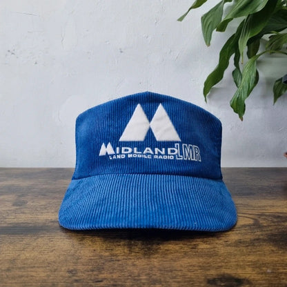 Vintage American Trucker Hat Snapback cap one size adjustable blue midland radio