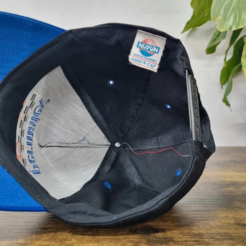 Vintage American Baseball Hat Snapback cap one size adjustable black blue permatex racing