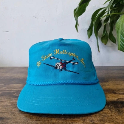 Vintage American Trucker Hat Snapback cap one size blue bi state helicopter