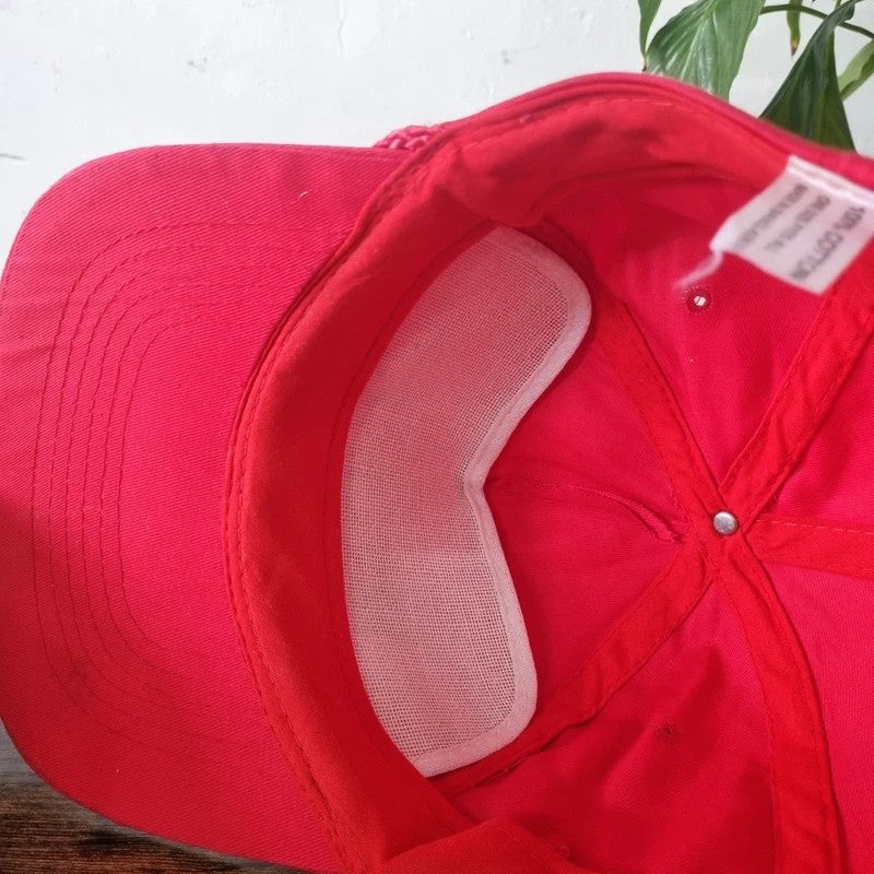 Vintage American Trucker Hat Snapback cap one size adjustable red WKML radio 95.7 FM