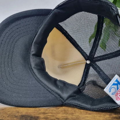 Vintage American Trucker Hat Snapback cap one size adjustable black white kent electric