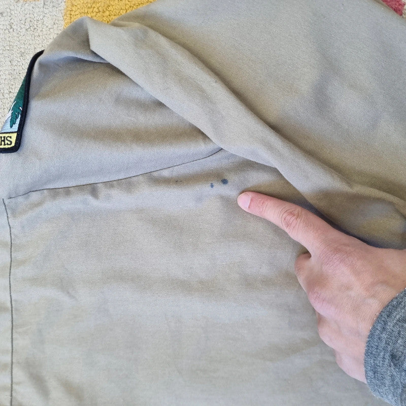 Vintage Dickies Boxy Fit Cropped Shirt Long Sleeve XXL plain Beige Button Up Skater Y2K Surf