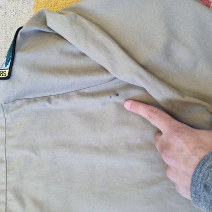 Vintage Dickies Boxy Fit Cropped Shirt Long Sleeve XXL plain Beige Button Up Skater Y2K Surf