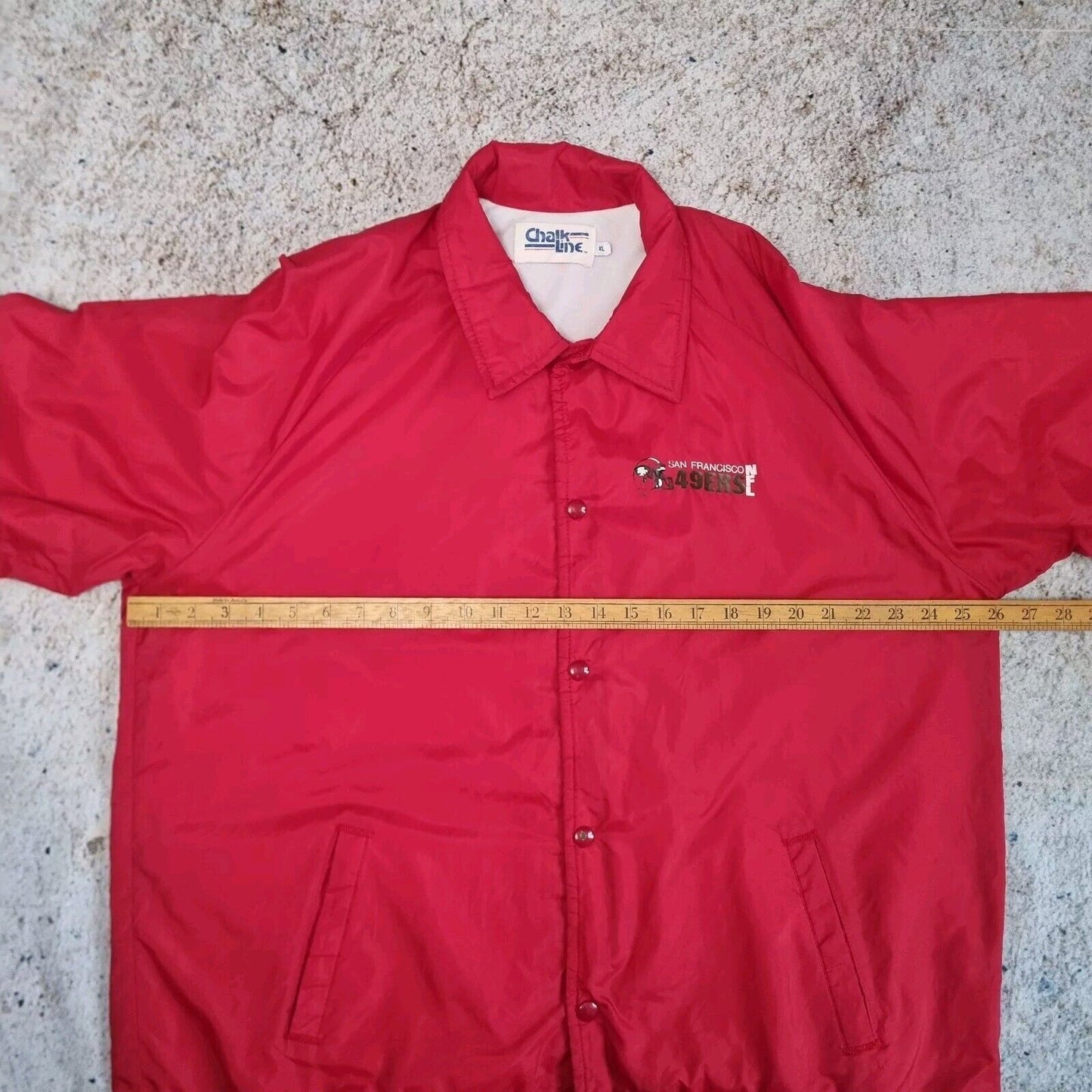 Chalk Line San Francisco 49ers Coach Varsity Jacket 90s - Size XL Red Vintage