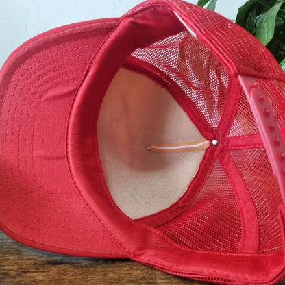 Vintage American Trucker Hat Snapback cap one size ariel spraying plane white red