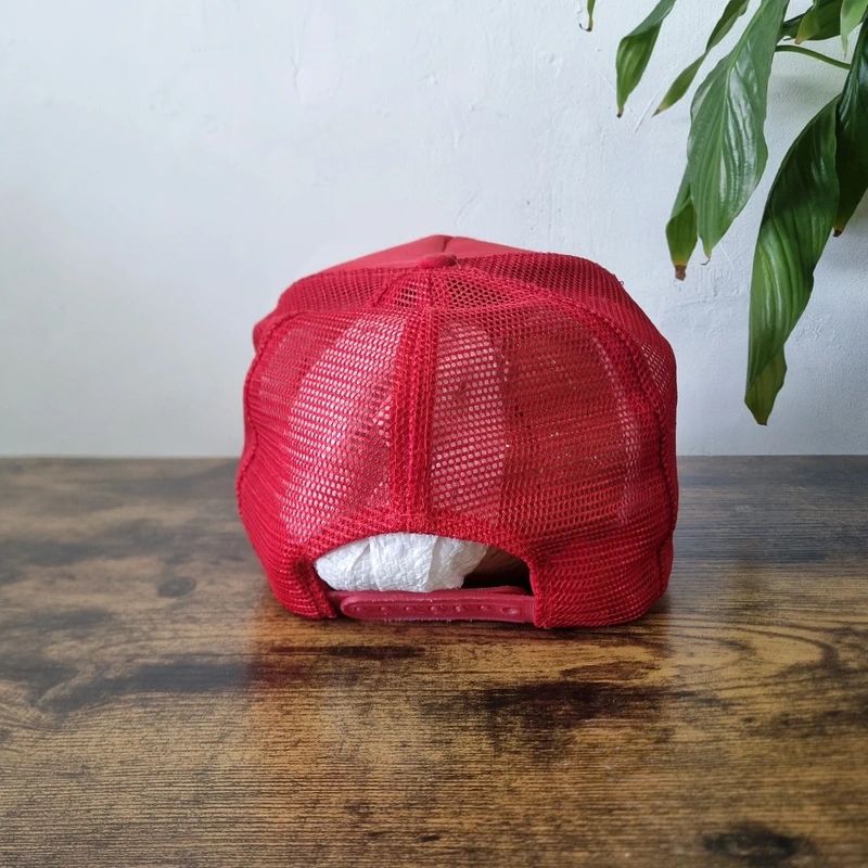 Vintage American Trucker Hat Snapback cap one size adjustable red kalamazoo trains