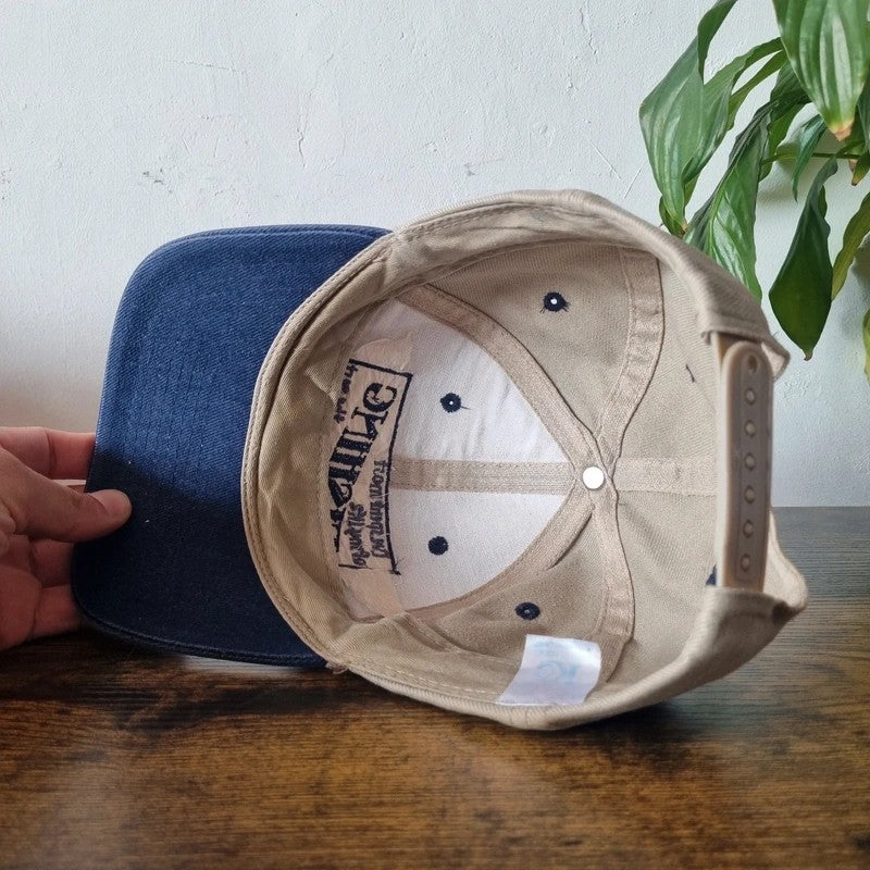 Vintage American Baseball Hat Snapback cap one size adjustable beige navy fishing