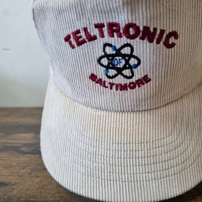 Vintage American Trucker Hat Snapback cap one size adjustable cream tectonic atom
