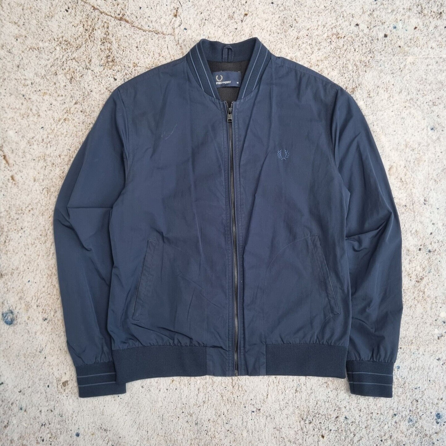Fred Perry Bomber Jacket - M- Navy Blue