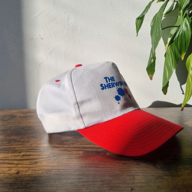 Vintage American baseball Hat Snapback cap one size adjustable red white sherwin williams