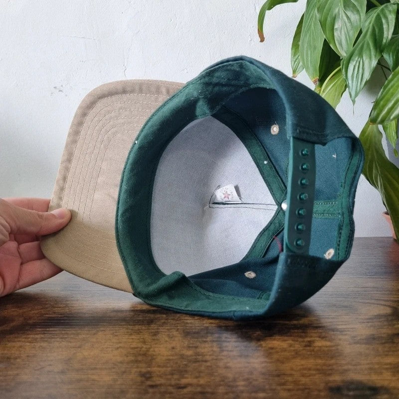 Vintage American Baseball Hat Snapback cap one size adjustable green beige pipeline company