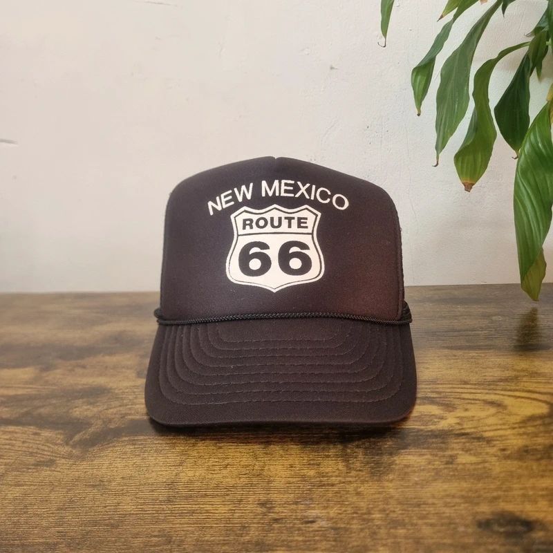 Vintage American Trucker Hat Snapback cap one size adjustable black route 66 new mexico