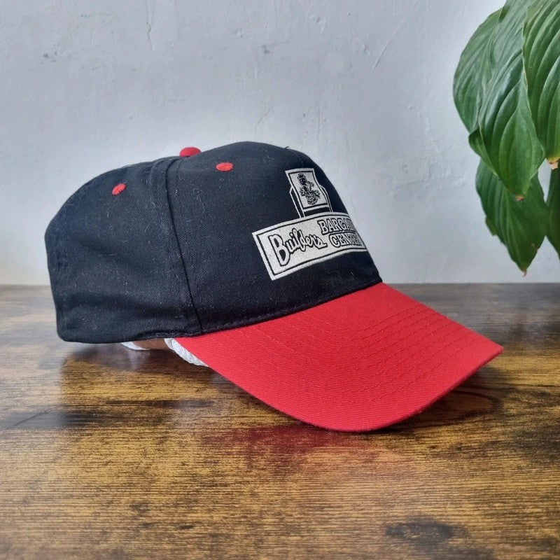 Vintage American Baseball Hat Snapback cap one size adjustable black red builders bargain centre