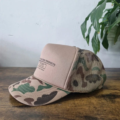 Vintage American Trucker Hat Snapback cap one size adjustable brown camo astro building products