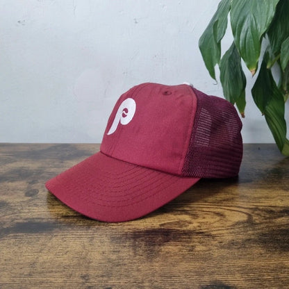 Vintage American Trucker Hat Snapback cap one size adjustable Philadelphia Phillies burgundy