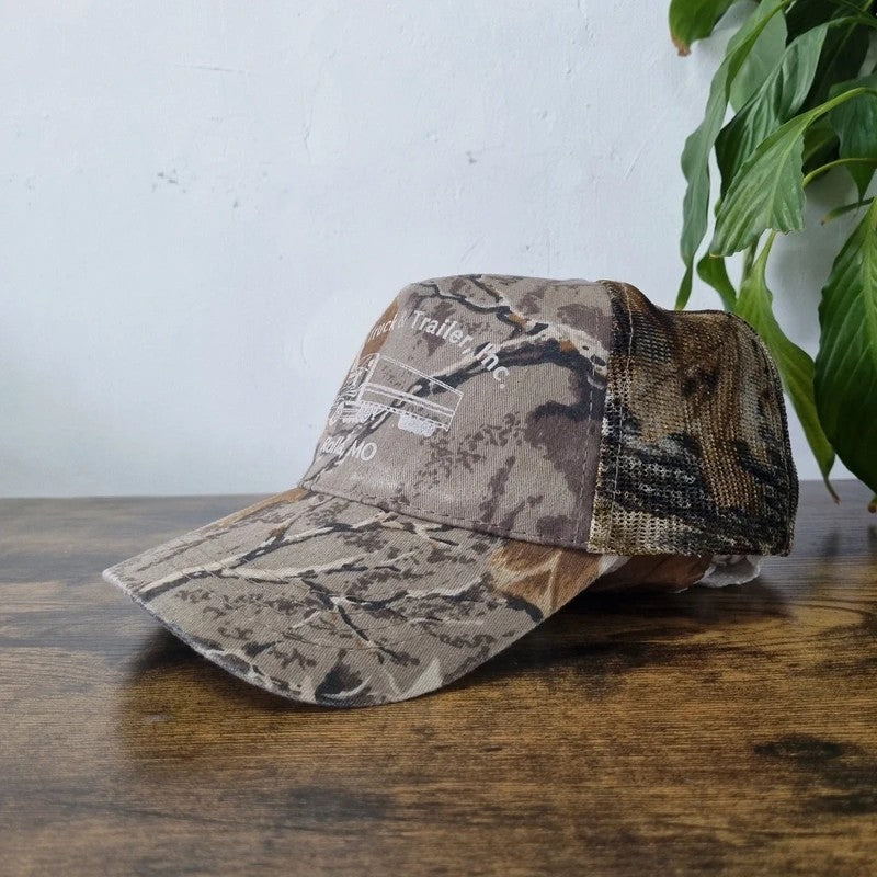 Vintage American Baseball Hat Snapback cap one size beige realtree camo truck & trailer
