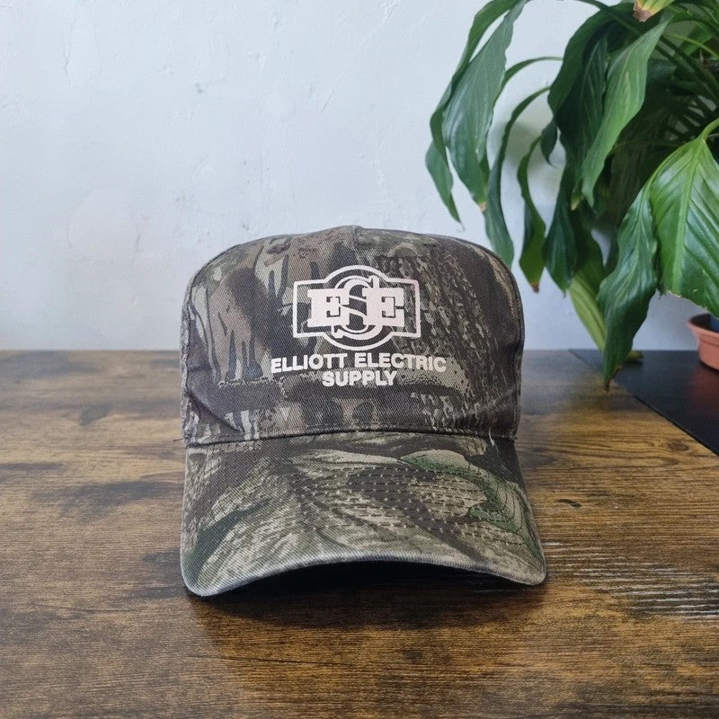 Vintage American Baseball Hat Snapback cap one size khaki green real tree camo elliot electric