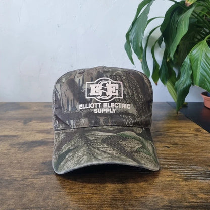 Vintage American Baseball Hat Snapback cap one size khaki green real tree camo elliot electric