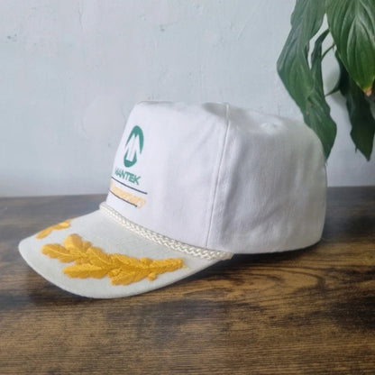 Vintage American Trucker Hat Snapback cap one size adjustable white Mentek